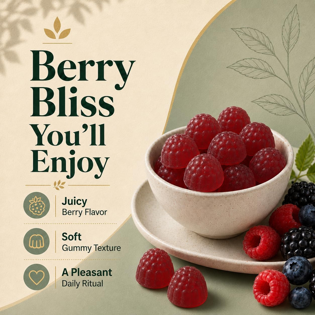 JEVAWELL Probiotic Kombucha Gummies – Prebiotics, Probiotics & Postbiotics – Sli