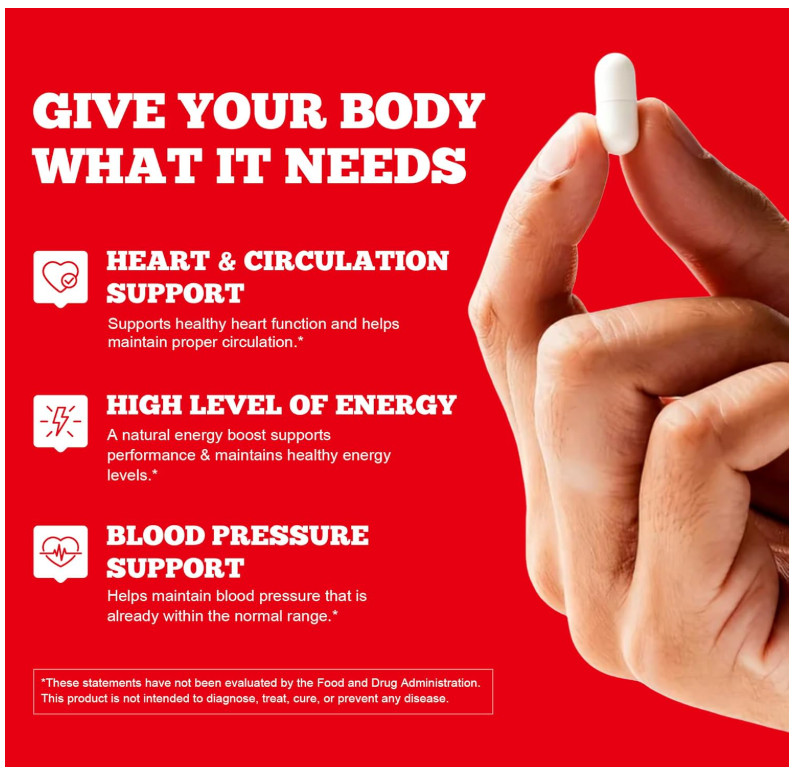 GlucoBio Beet Root Capsules Nitric Oxide Blood Pressure Support Heart 180 Count