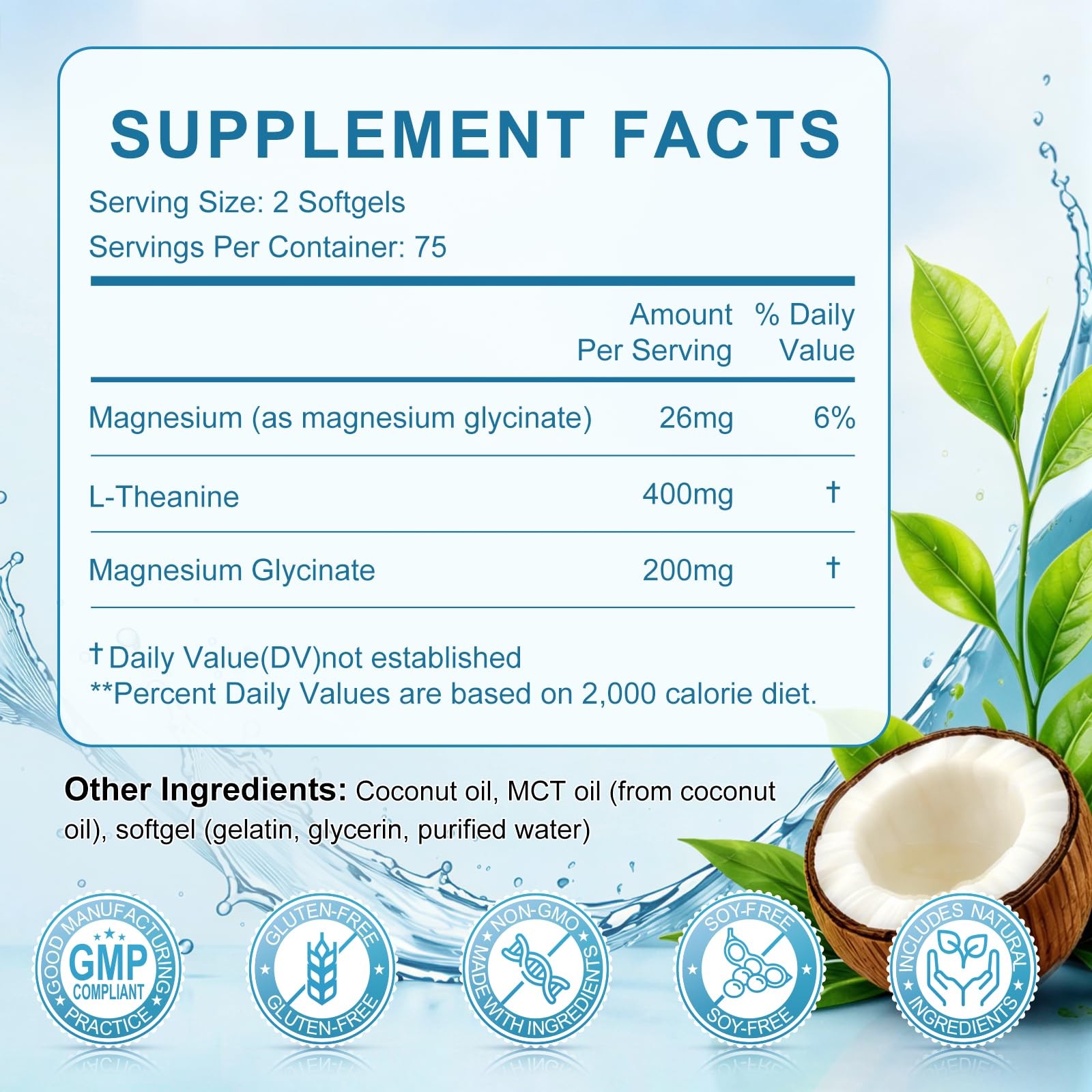 SIGNILIFE L-Theanine 400mg Magnesium 150 Softgels