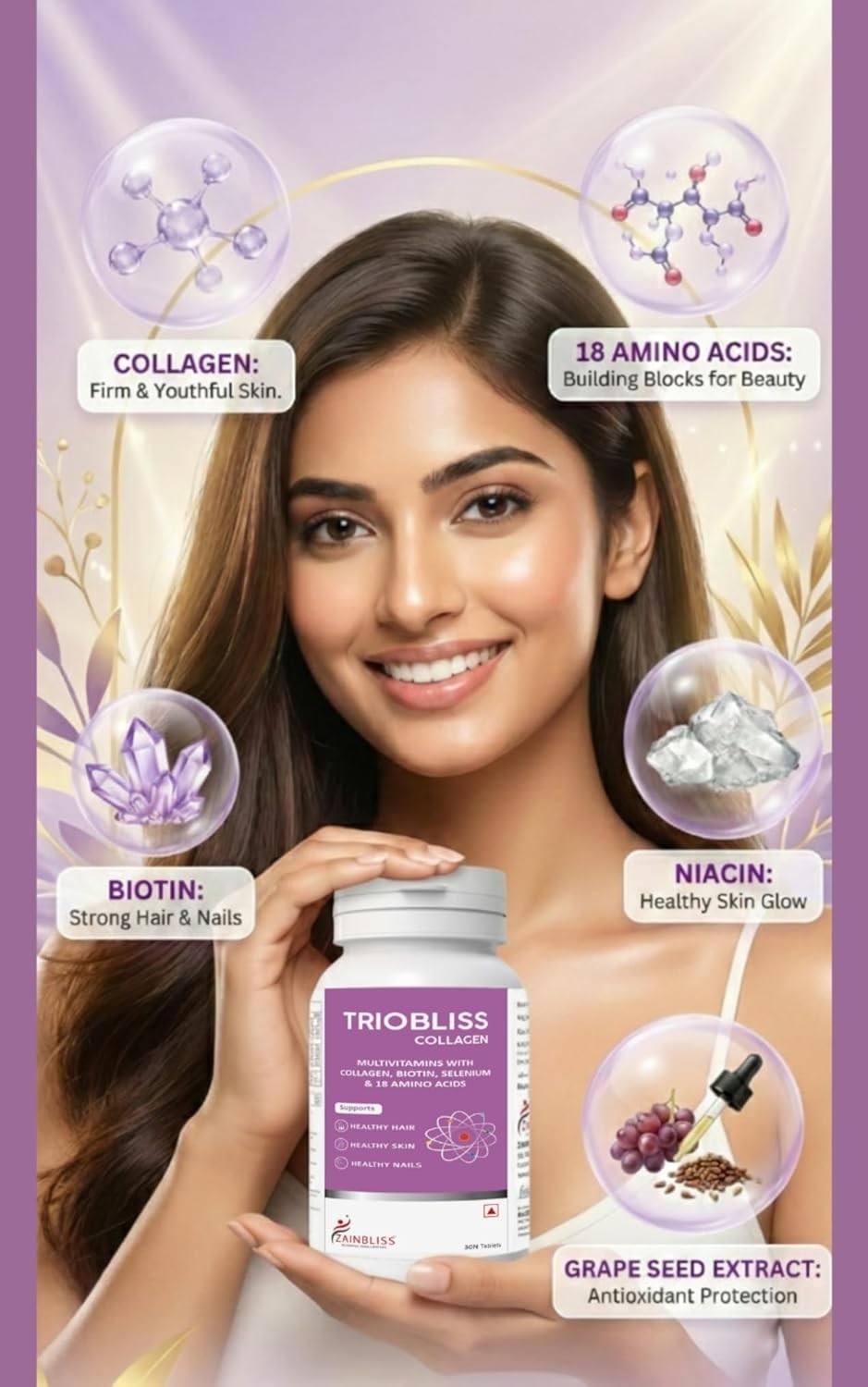 ZAINB.LISS Triobliss Collagen 30Ct Pack of 5 Beauty Support