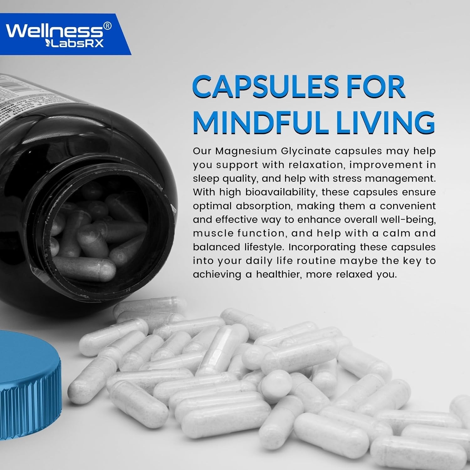 Magnesium Glycinate 750mg | 120 Capsules | High-Absorption-Sleep-Support