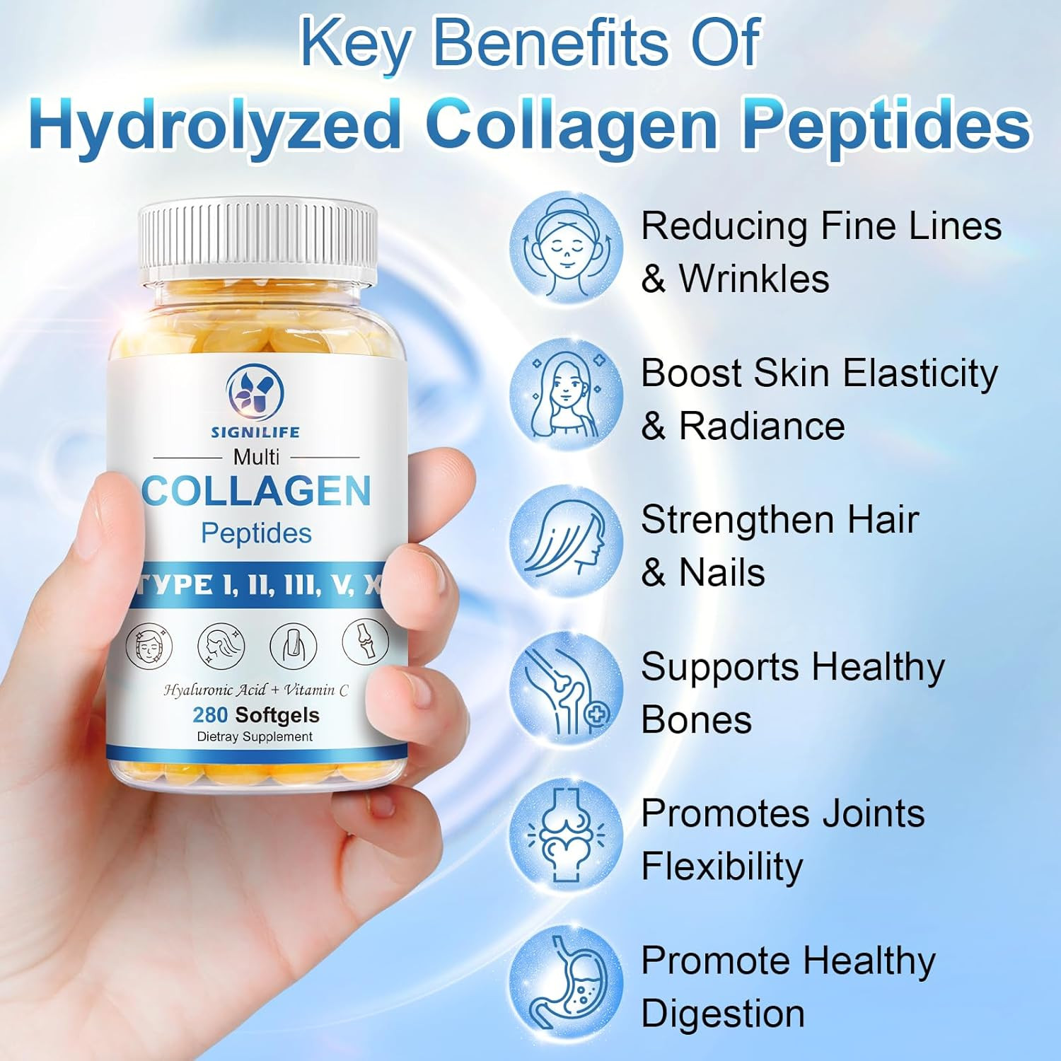SIGNILIFE Multi Collagen Peptides for Women & Men, Hydrolyzed Collagen Peptides-