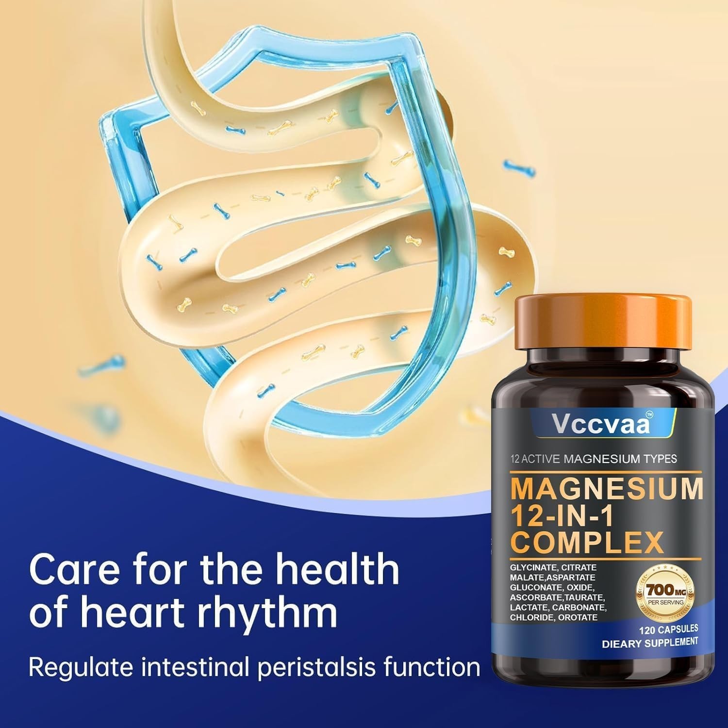 Magnesium Complex 700mg – 12-in-1 Supplement 120 Count (Pack of 1)