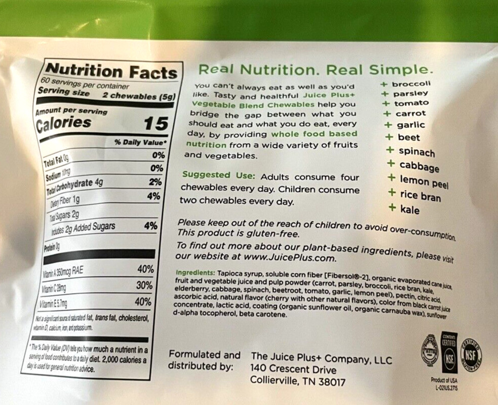 JUICE PLUS+ 480 Blended Fruit & Veggie Gummies: 2 Fruit & 2 Vegetable – NEW!