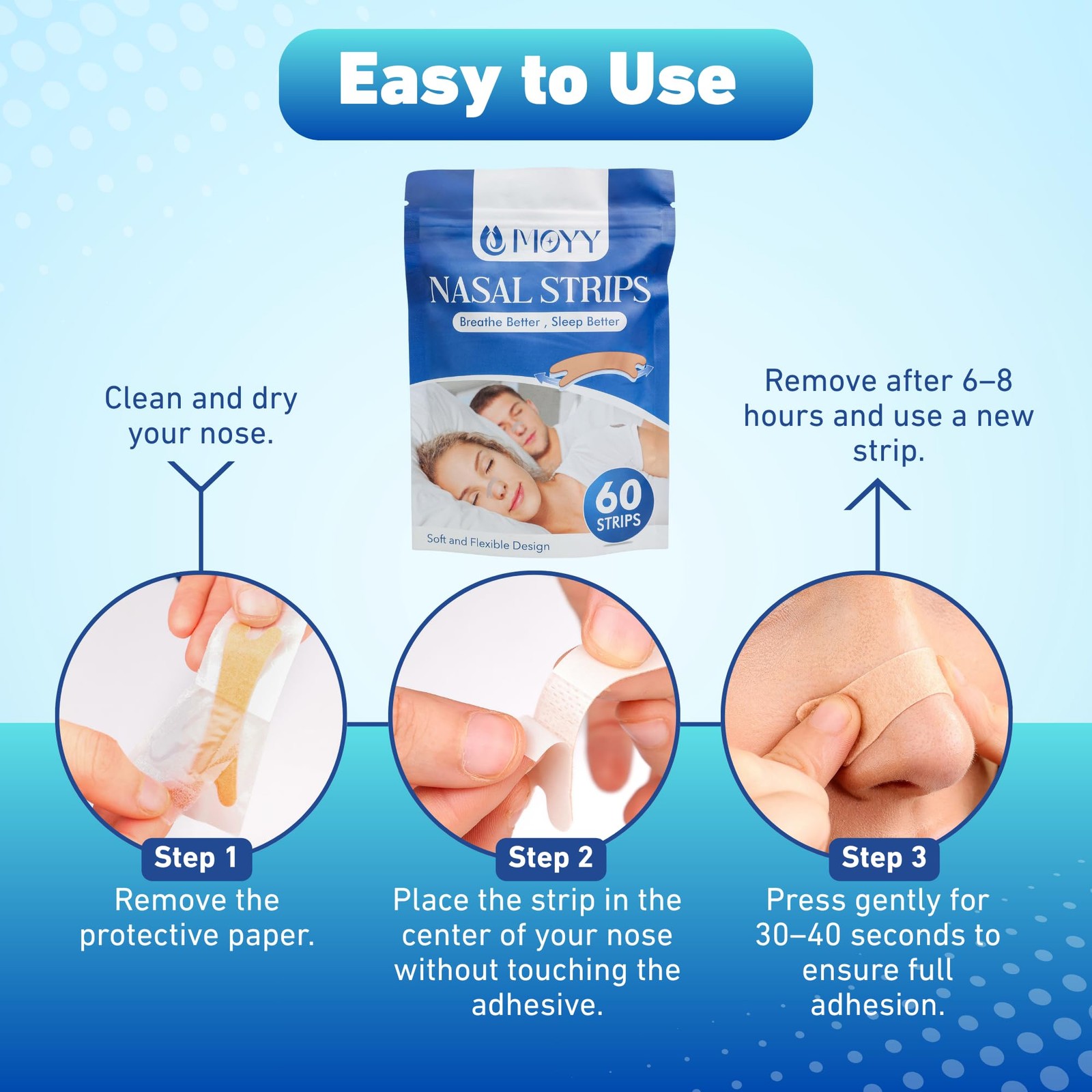 Nasal Strips – 60 Count – Extra Strong Adhesive, Hypoallergenic, Comfortable …