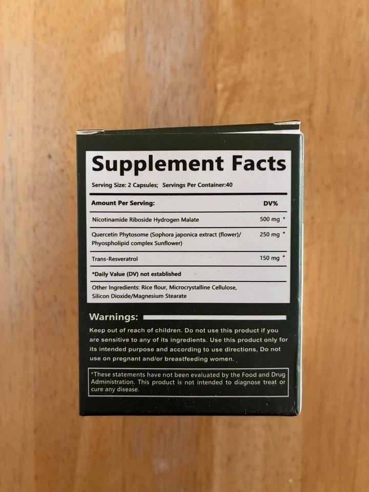 NEW Reus Research NAD+ Nicotinamide Riboside Resveratrol Anti-Aging Supplement