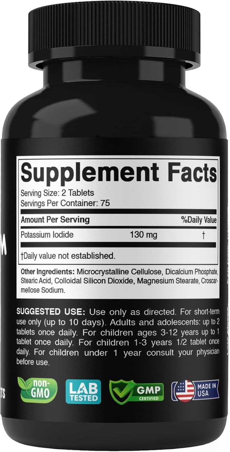 Potassium + Iodide Pills Tablets☆130 mg Supplement☆Survival Kit Fallout