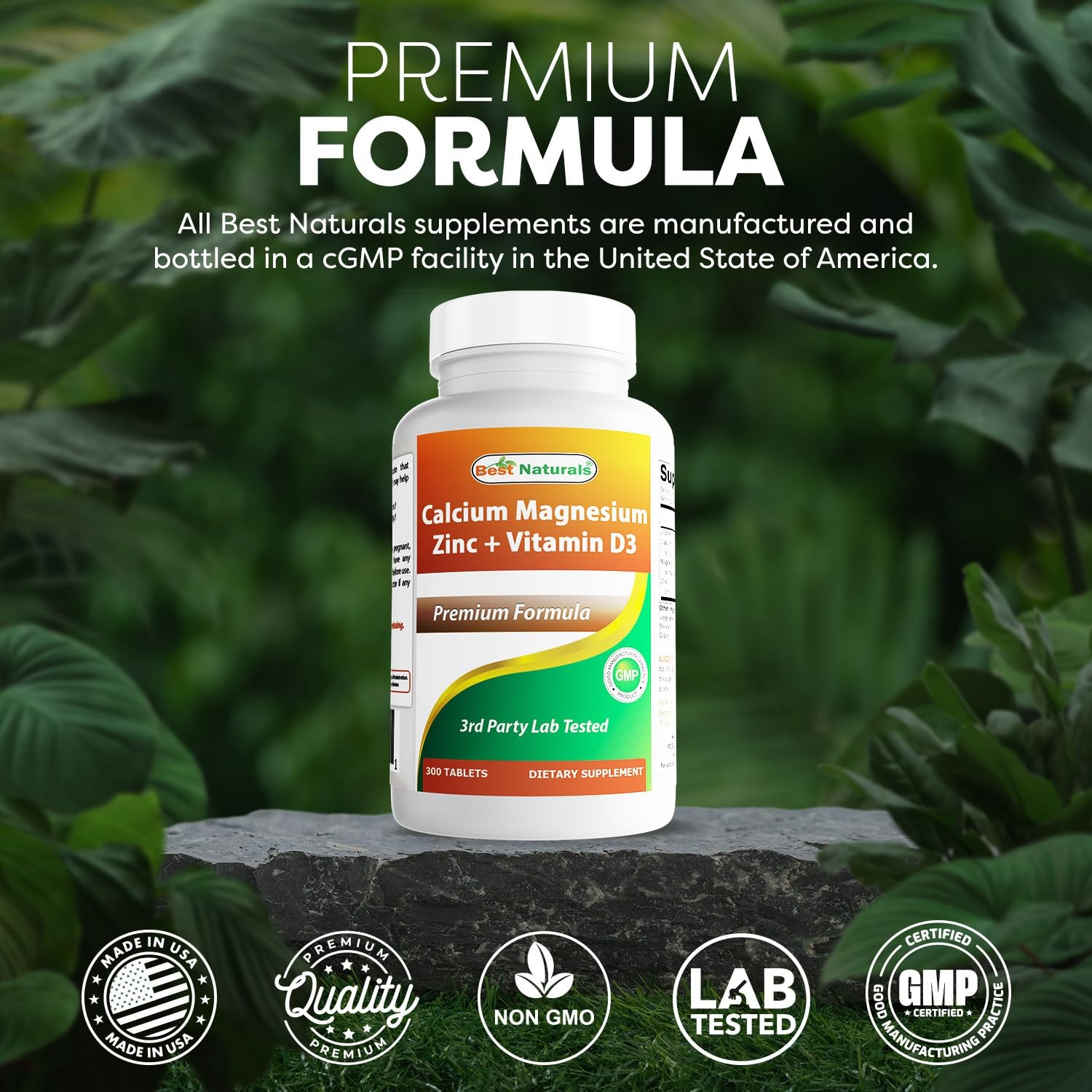 Best Naturals Calcium Magnesium Zinc Vitamin D3 300 Tablets – Calcium 1000 Mg