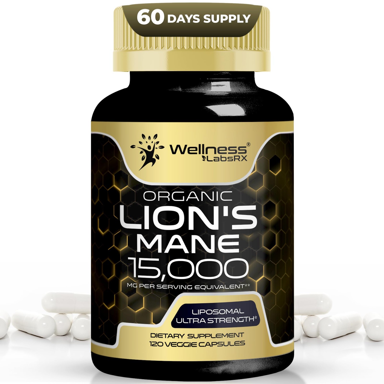 Organic Lions Mane Capsules – 120 Count for Memory, Focus, and Brain Health