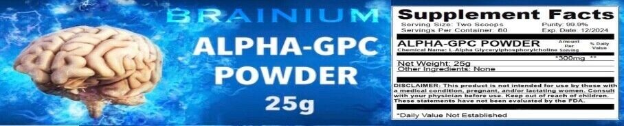 BRAINIUM – Noopept 20g / Alpha-GPC 25g – Nootropics Brain Bundle