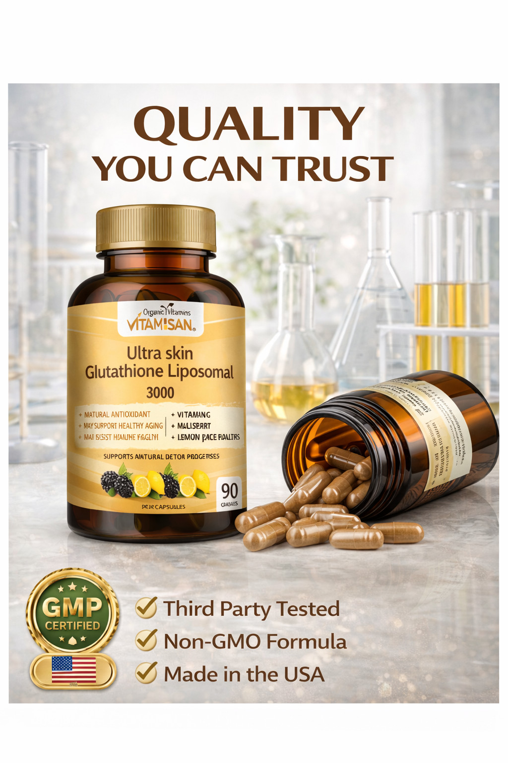 Glutathione Liposomal 3000 + Vitamin C Antioxidant Support 90 Caps