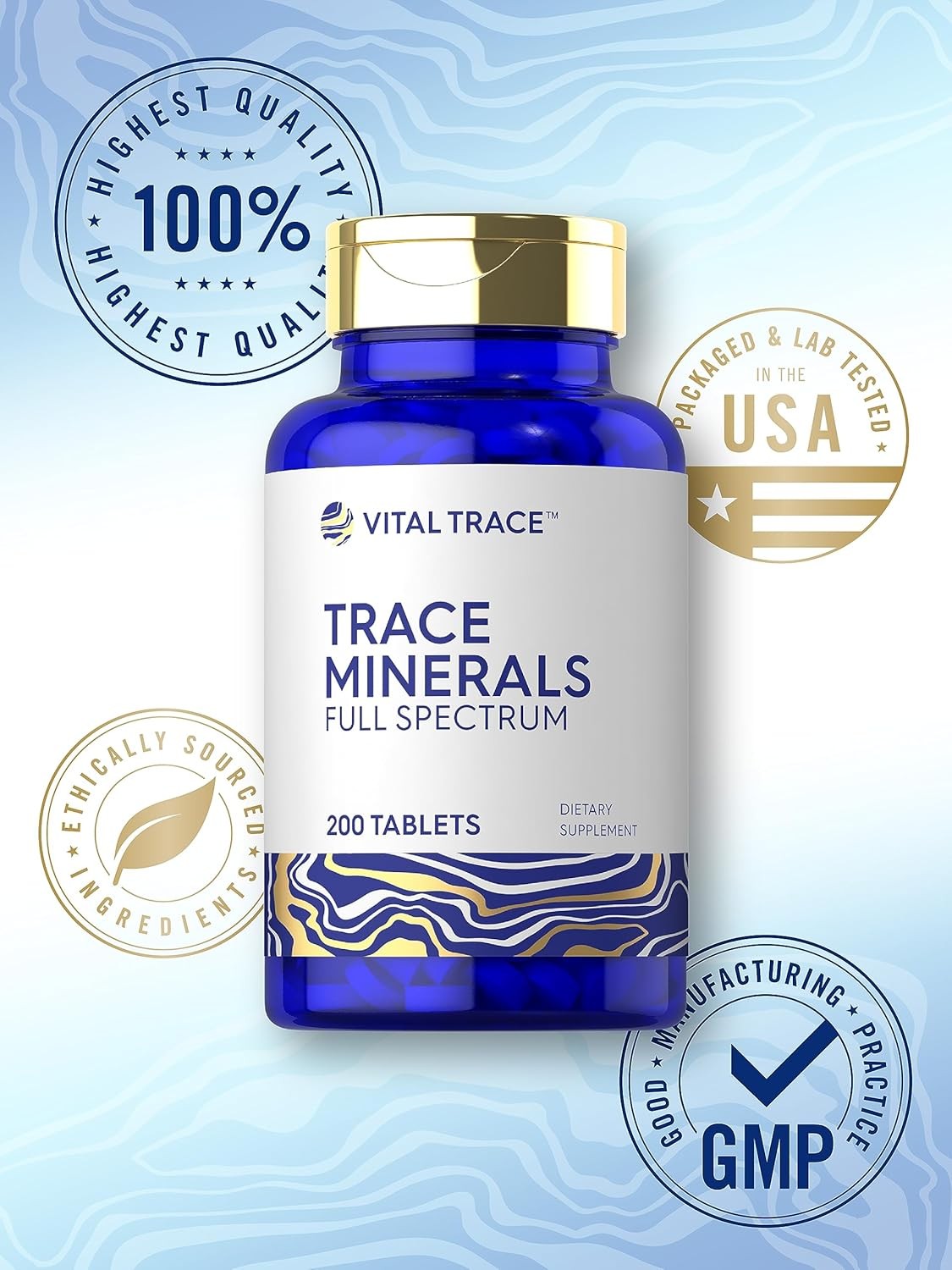 Carlyle Trace Minerals | 200 Tablets | Full Spectrum Supplement | Non-GMO & Glut