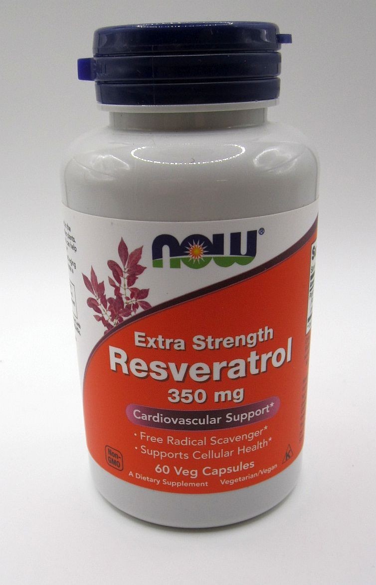 NOW FOODS Resveratrol Extra Strength TWO (2) Bottles 350 mg 60 Veg Capsules Each