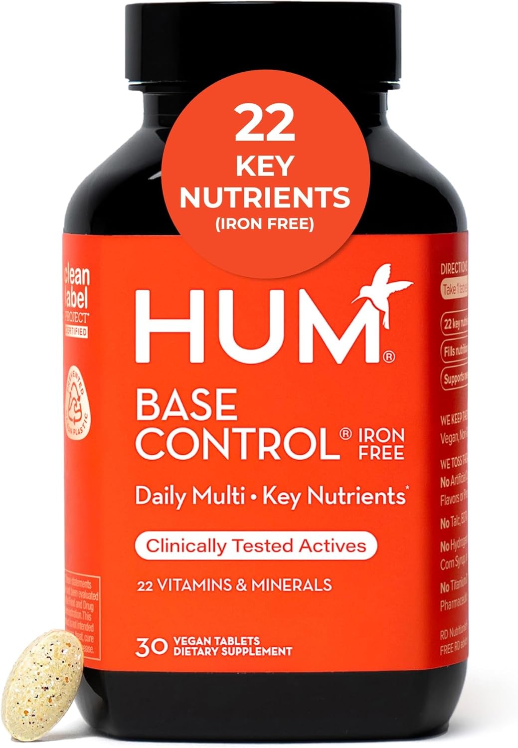 HUM Base Control Iron Free | Women’s Multivitamin Tablets Daily Wellness | 100g