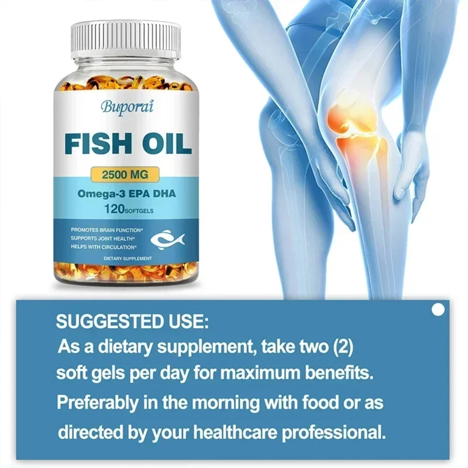 Fish Oil 240pcs – Brain, Skin and Joint Health, Improve Cognitive Function
