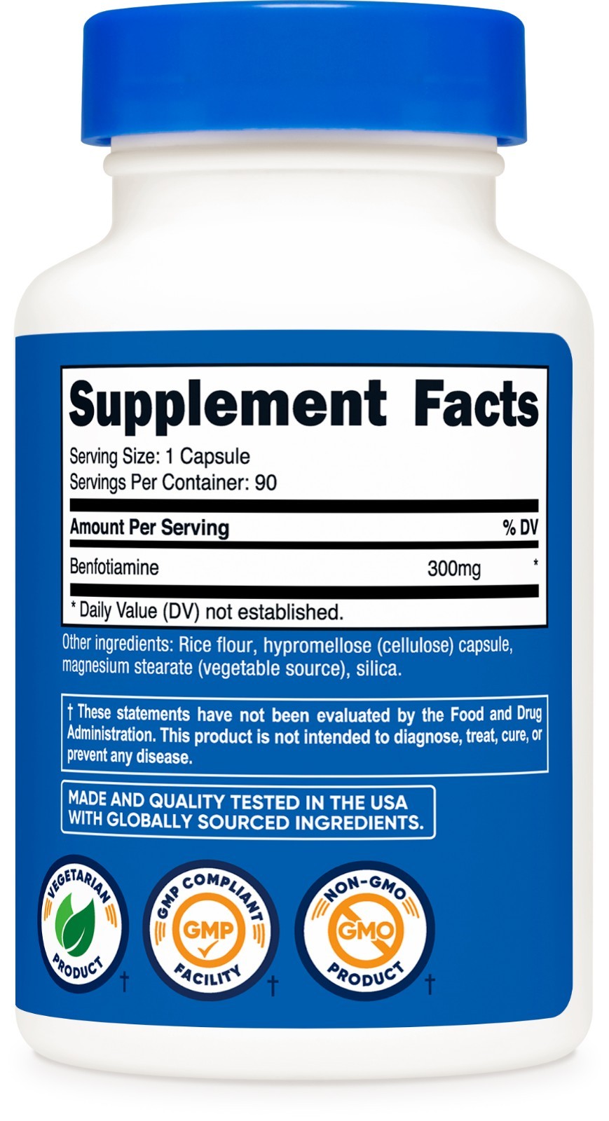 Nutricost Benfotiamine 300mg, 90 Capsules – Gluten Free and Non-GMO