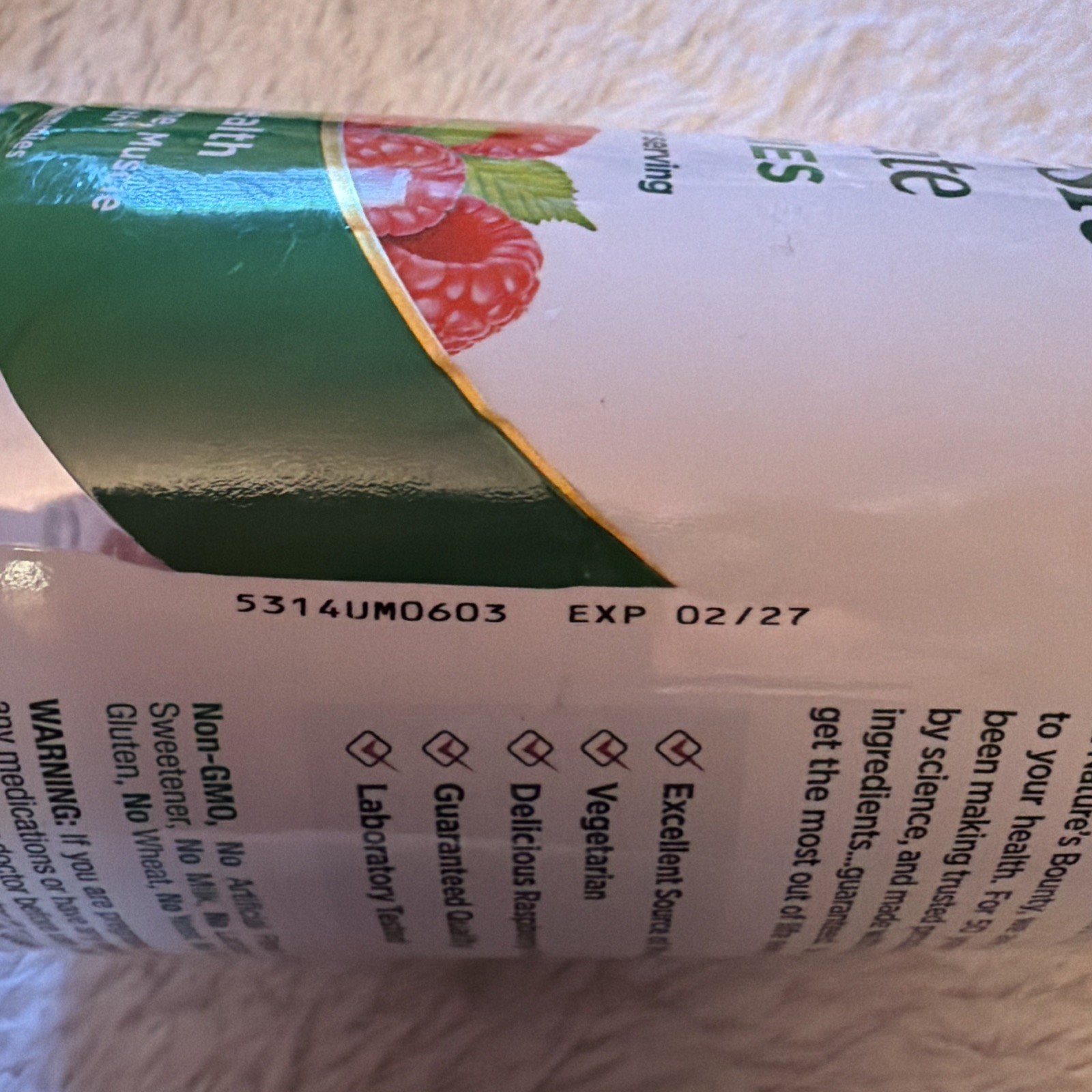 Nature’s Bounty Magnesium Gummies 270 mg 90 Raspberry Gummies Exp 02/2027