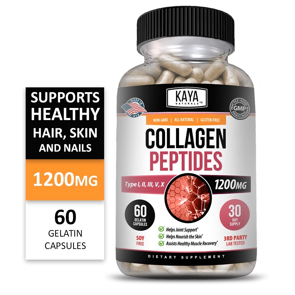 (2 Pack) COLLAGEN PEPTIDES Types I, II, III, V, X 1200 mg Pills 60 Capsules