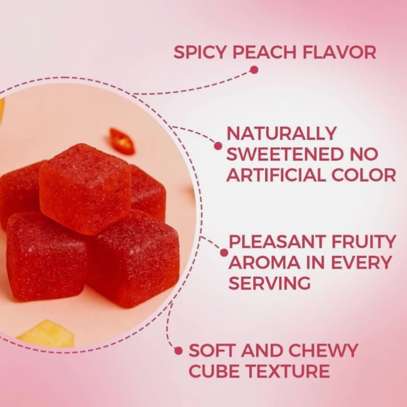 1/2 Bag Spicy Cubes Support for Calm and Relaxation Hot 30 Gummies Peach Gummies