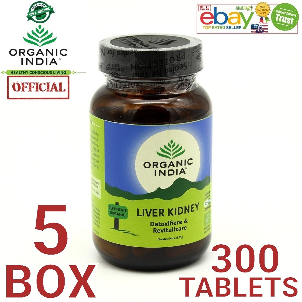 ORGANIC INDIA Liver Kidney Exp.2025 OFFICIAL USA 5 BOX 300 CAPS Care Health New
