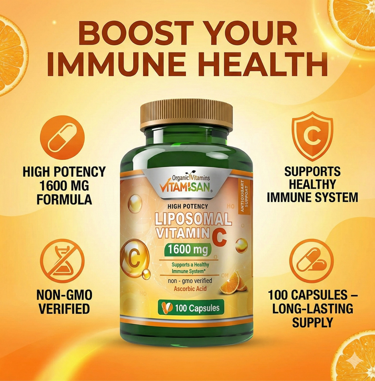 Liposomal Vitamin C Immune & Anti-Aging Support Supplement organic vitamisan cap