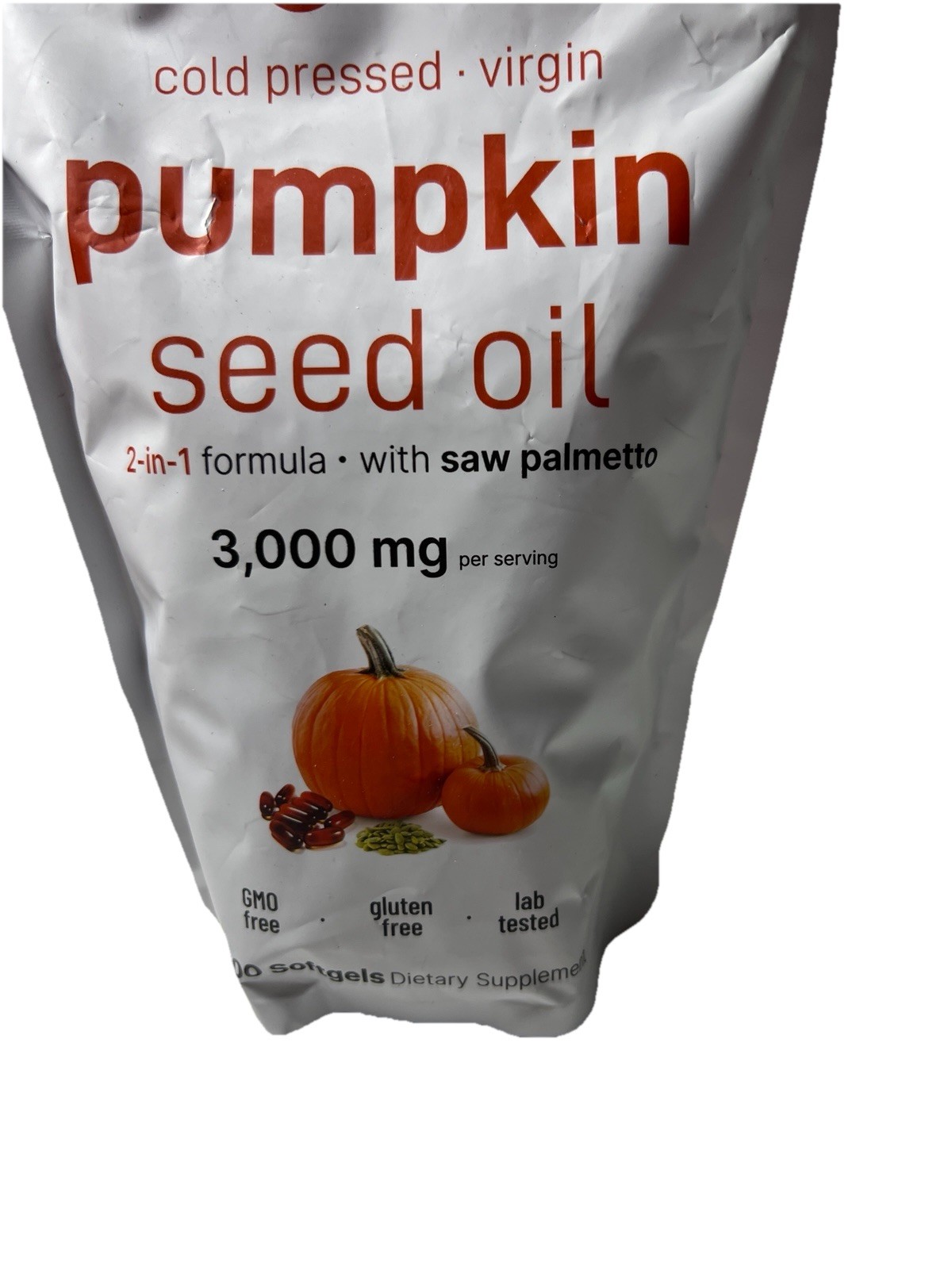 Cold pressed virgin pumpkin seed oil, 2-in-1 formula, containing saw palmetto