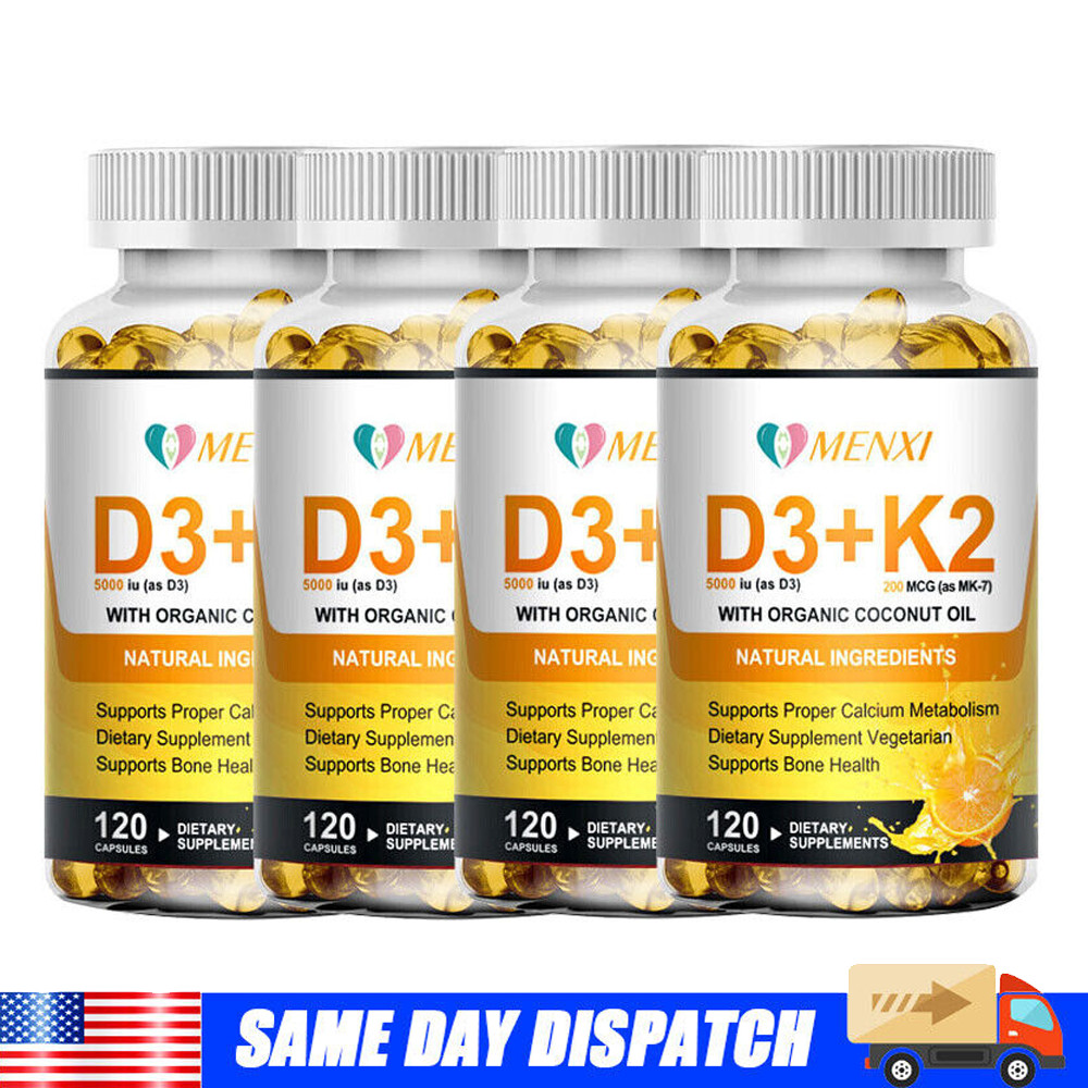 Vitamin D3 + Vitamin K2 120 Softgels – 5000IU Vit D3, 200Mcg MK7-K2 Per Serving