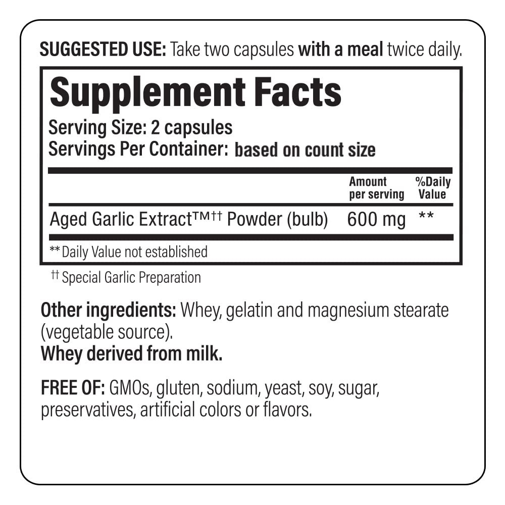 Kyolic Aged Garlic Extract 100 Capsules Cardiovascular Support And Wellness