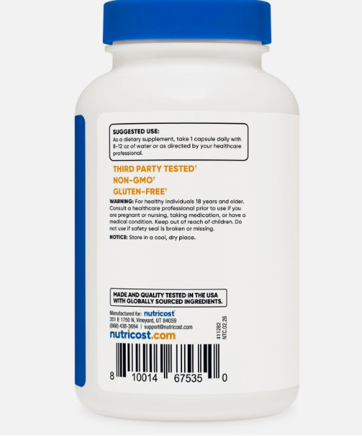 Nutricost N-Acetyl L-Cysteine (NAC) 600mg, 180 Capsules – Non-GMO & Gluten Free