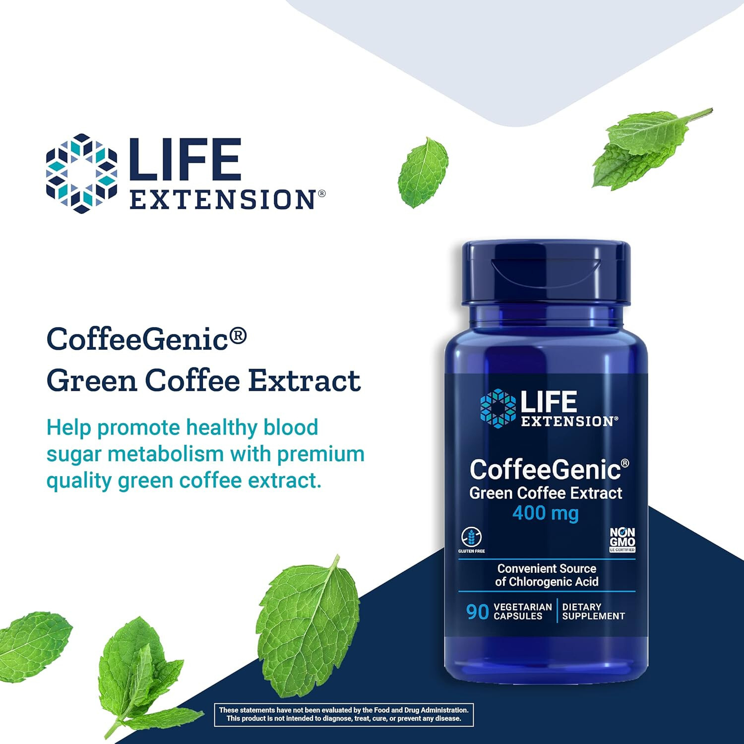 Life Extension CoffeeGenic Green Coffee Bean Extract- 90VC (Exp 08/2026)