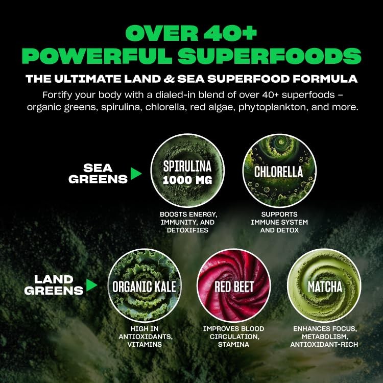 Mutant Big Greens | Green Supplement | Over 40 superfoods Land & Sea Greens –…