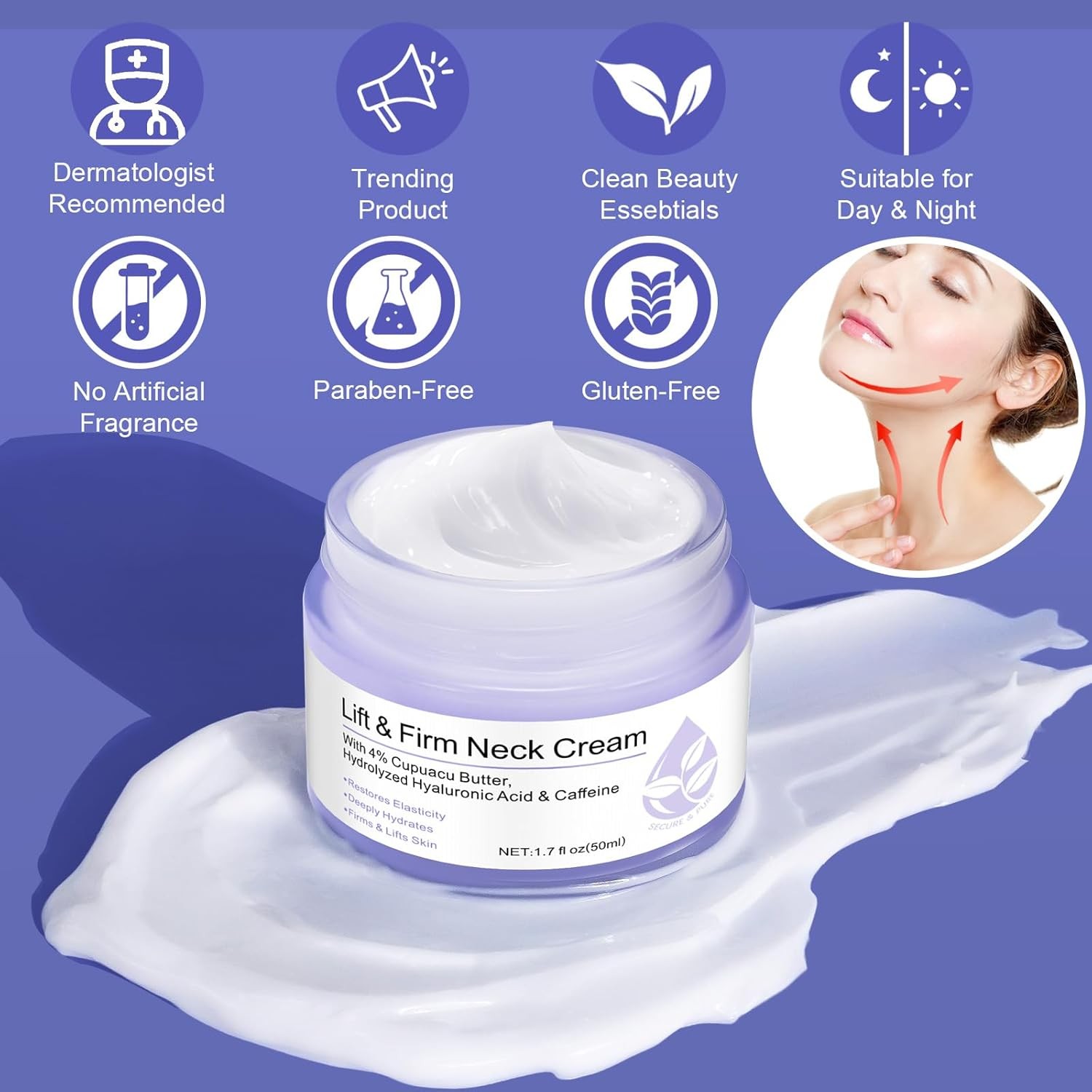 2024 New Pure Neck Firming Cream, Anti-Aging Tighten & Lift Neck Cream, Chest Ne