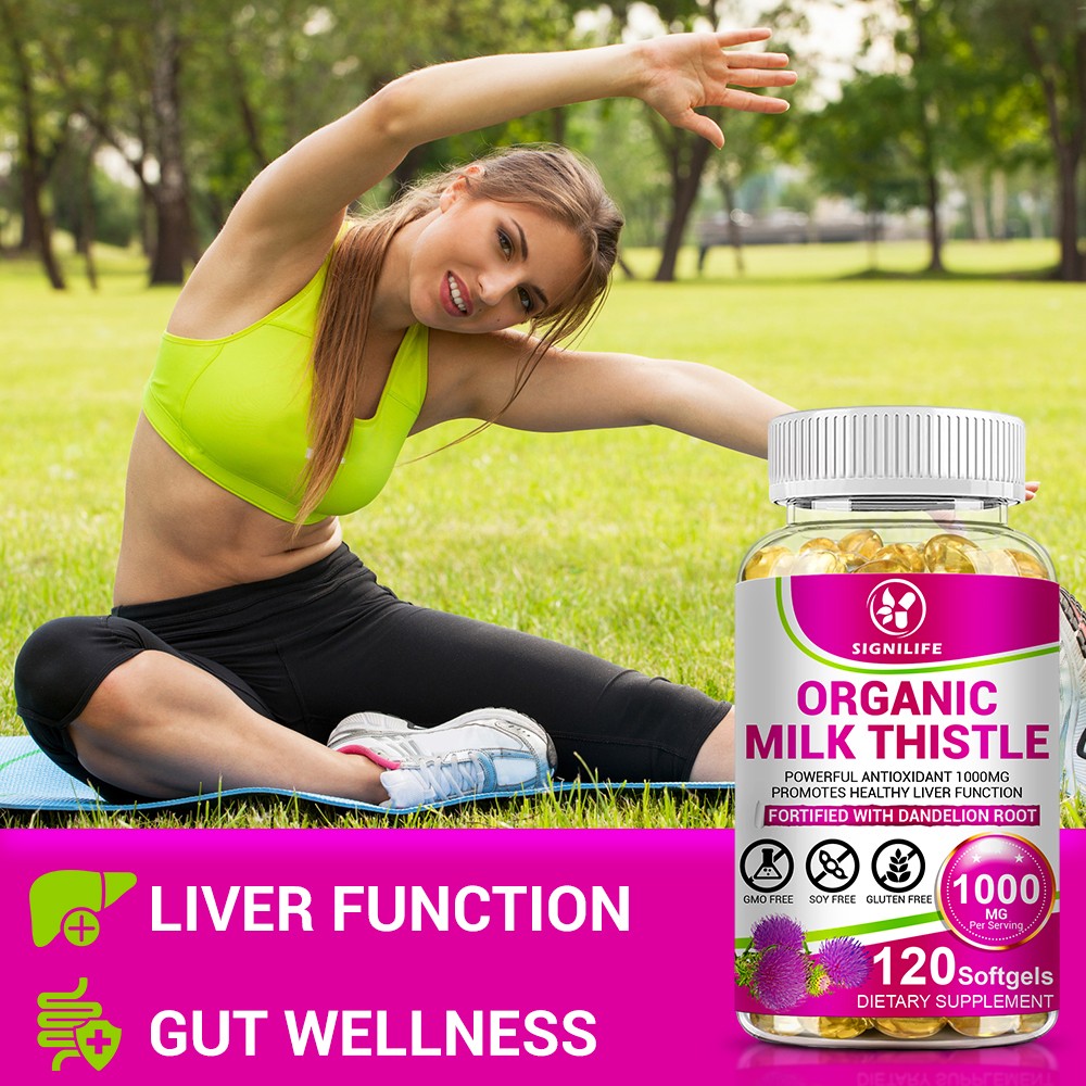 Milk Thistle Liver Cleanse Detox Herbal Liver Support Supplement 120 Capsules.