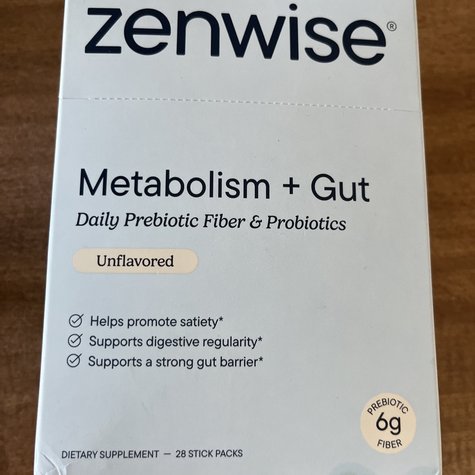 Zenwise Metabolism + Gut Daily Prebiotic Fiber & Probiotics 28 Stick Packs – New