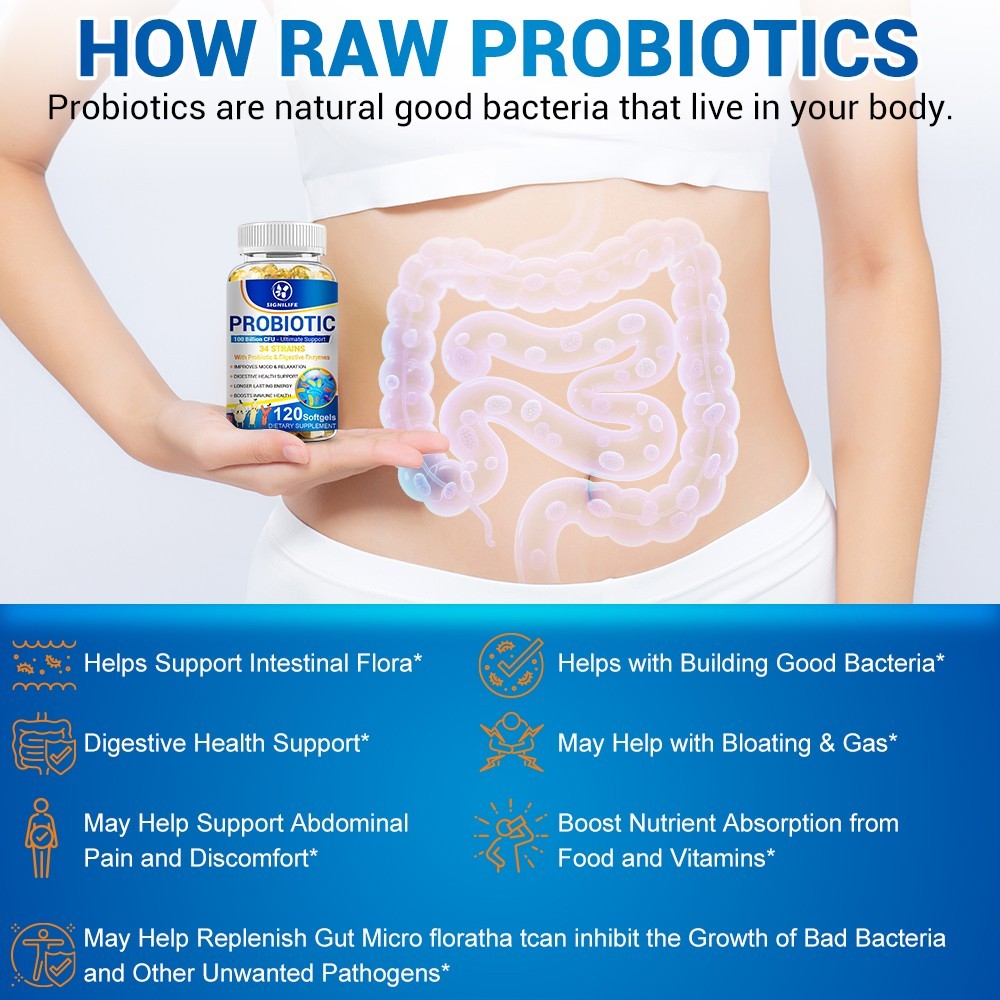 Probiotics Digestive Enzymes 100 Billion CFU Potency Immune Health 120 Capsules
