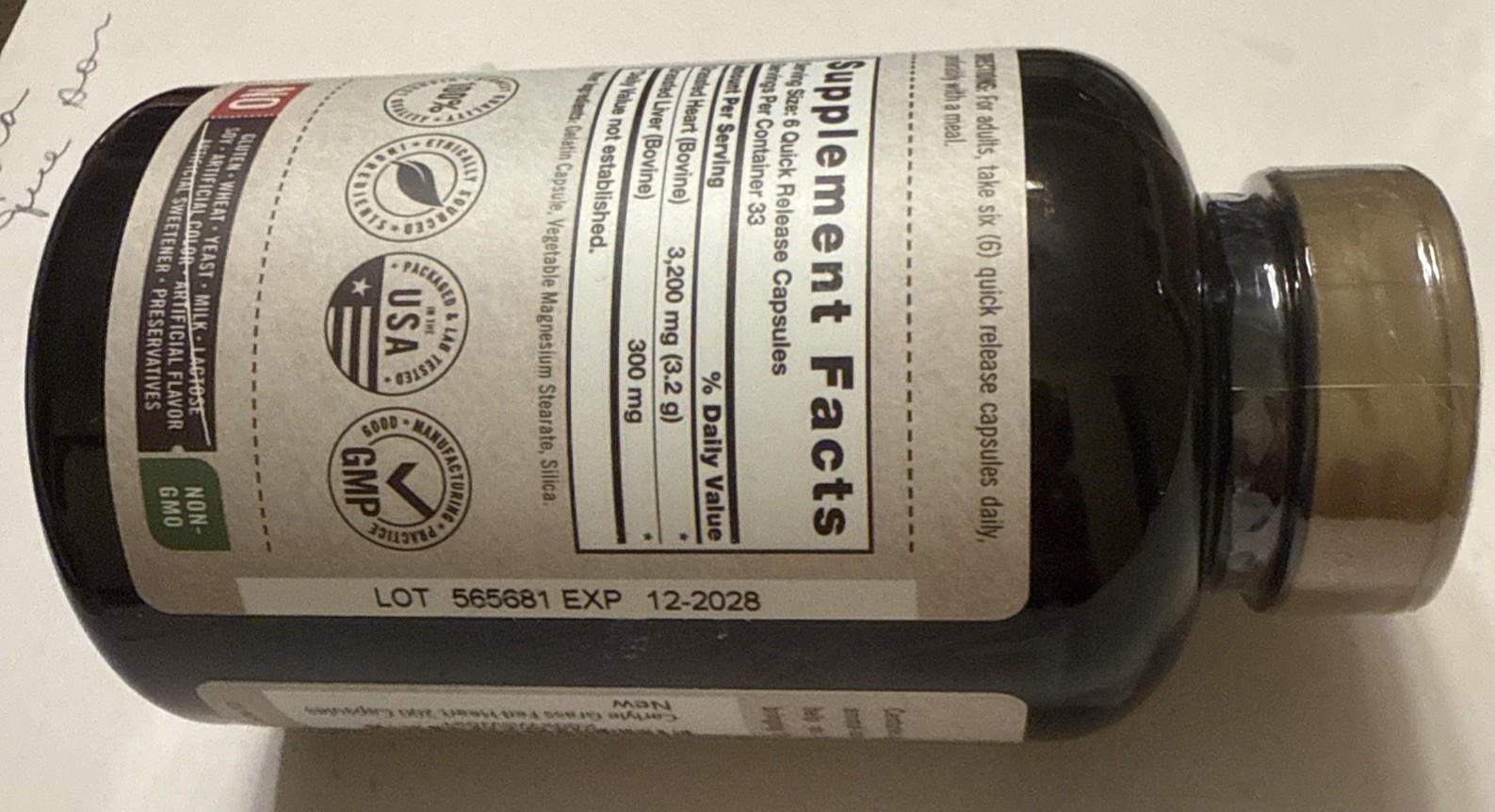 CARLYLE GRASS FED HEART-3200 MG 200 Capsules New. Exp-12/28