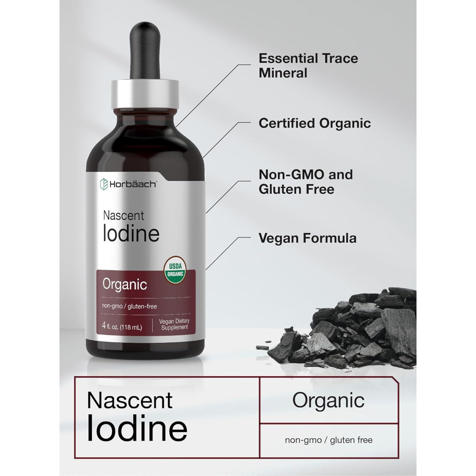 Nascent Iodine 325mcg 4oz Organic Liquid Supplement Non-GMO Gluten Free USA NEW!