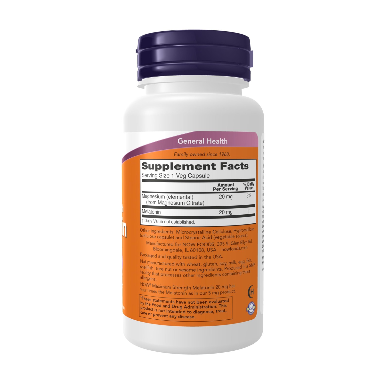 (EXP 07/2028) NOW Foods Supplements Maximum Strength Melatonin 20 mg