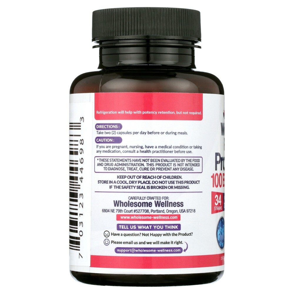 Wholesome Wellness Women’s Raw Digestive Enzymes Probiotic 100 Billion CFU Caps