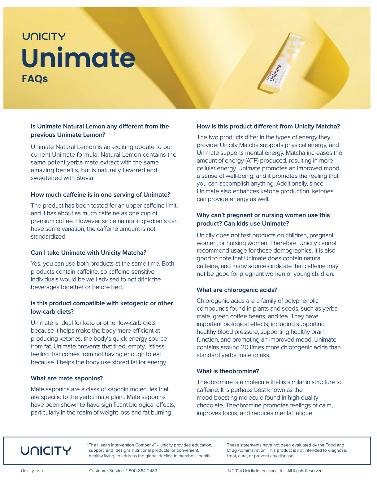 Unicity Unimate Lemon Box of 30 Sachets – Exp 07/2026