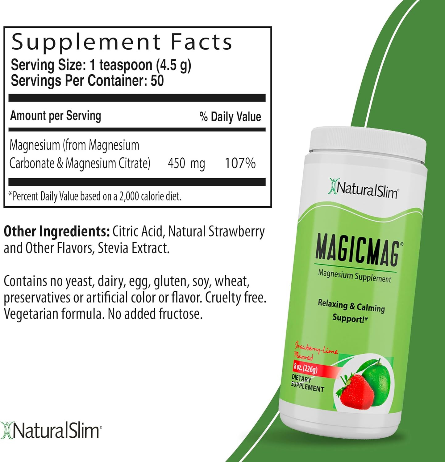 NaturalSlim Magicmag Pure Magnesium Citrate Powder – 8 Ounce (Pack of 1)