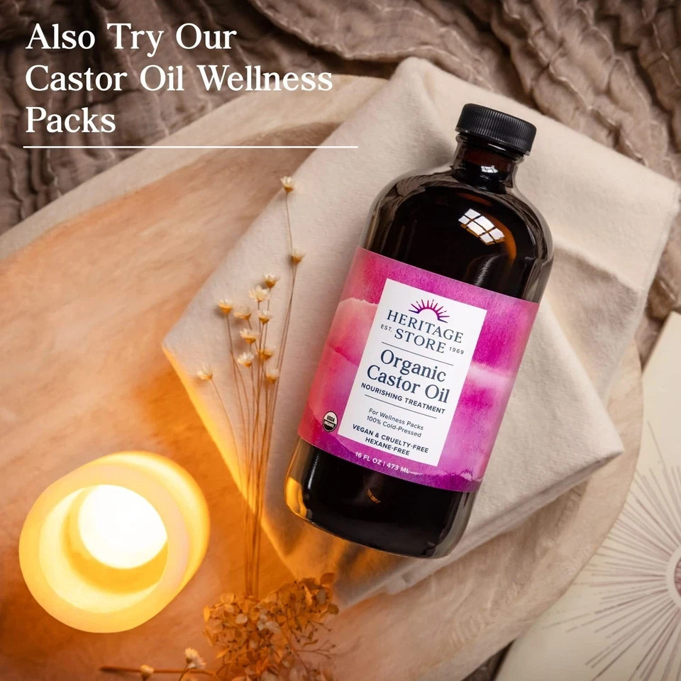 Heritage Store Organic Castor Oil 16 fl oz 480 ml Cruelty-Free,pack of 2