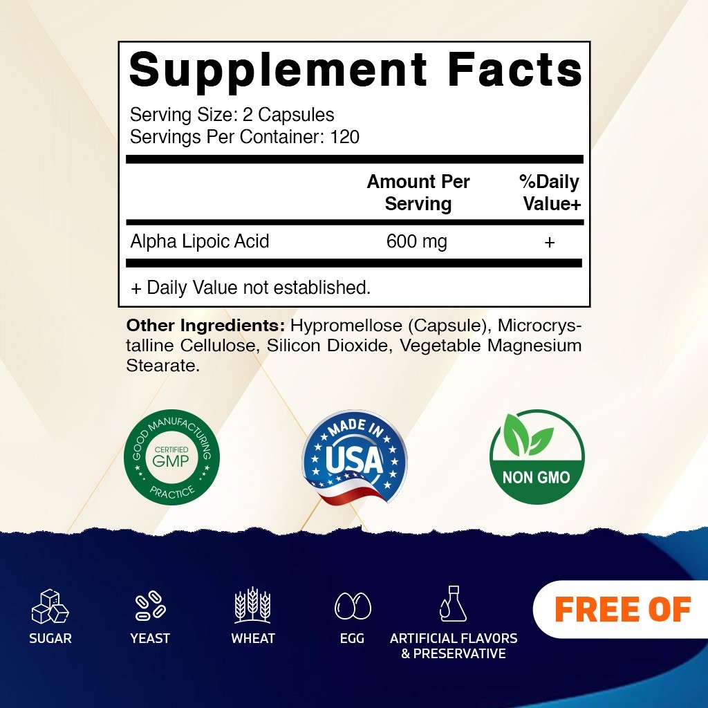 Vitamatic Alpha Lipoic Acid (ALA) 600mg Per Serving – 240 Capsules – 2 Pack