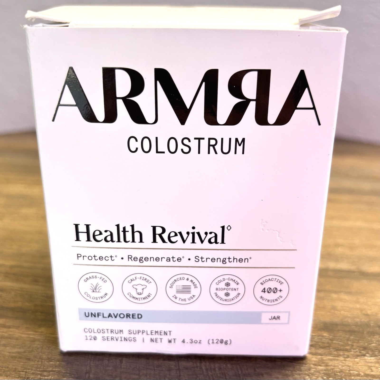 NIB ARMRA Colostrum Health Revival Unflavored Powder 120 Servings Exp 5/2027