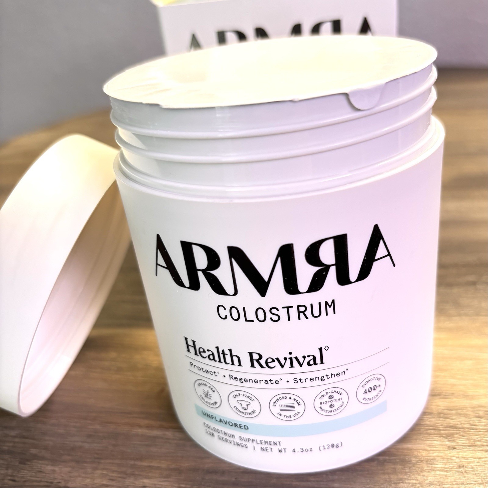 NIB ARMRA Colostrum Health Revival Unflavored Powder 120 Servings Exp 5/2027