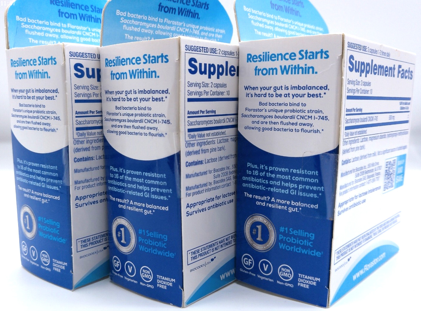 3PK Florastor Dual Action Probiotic Supplement, 60Total Capsules, Exp. 9/26+