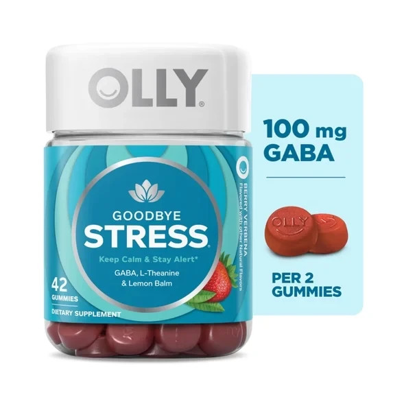 OLLY Goodbye Stress Gummies GABA L-Theanine Lemon Balm Berry 42 Count