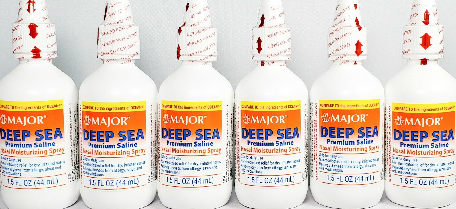 Major Deep Sea Nasal Saline Spray 1.5 Oz (44ml) -6 Pack -Expiration Date 07-2025
