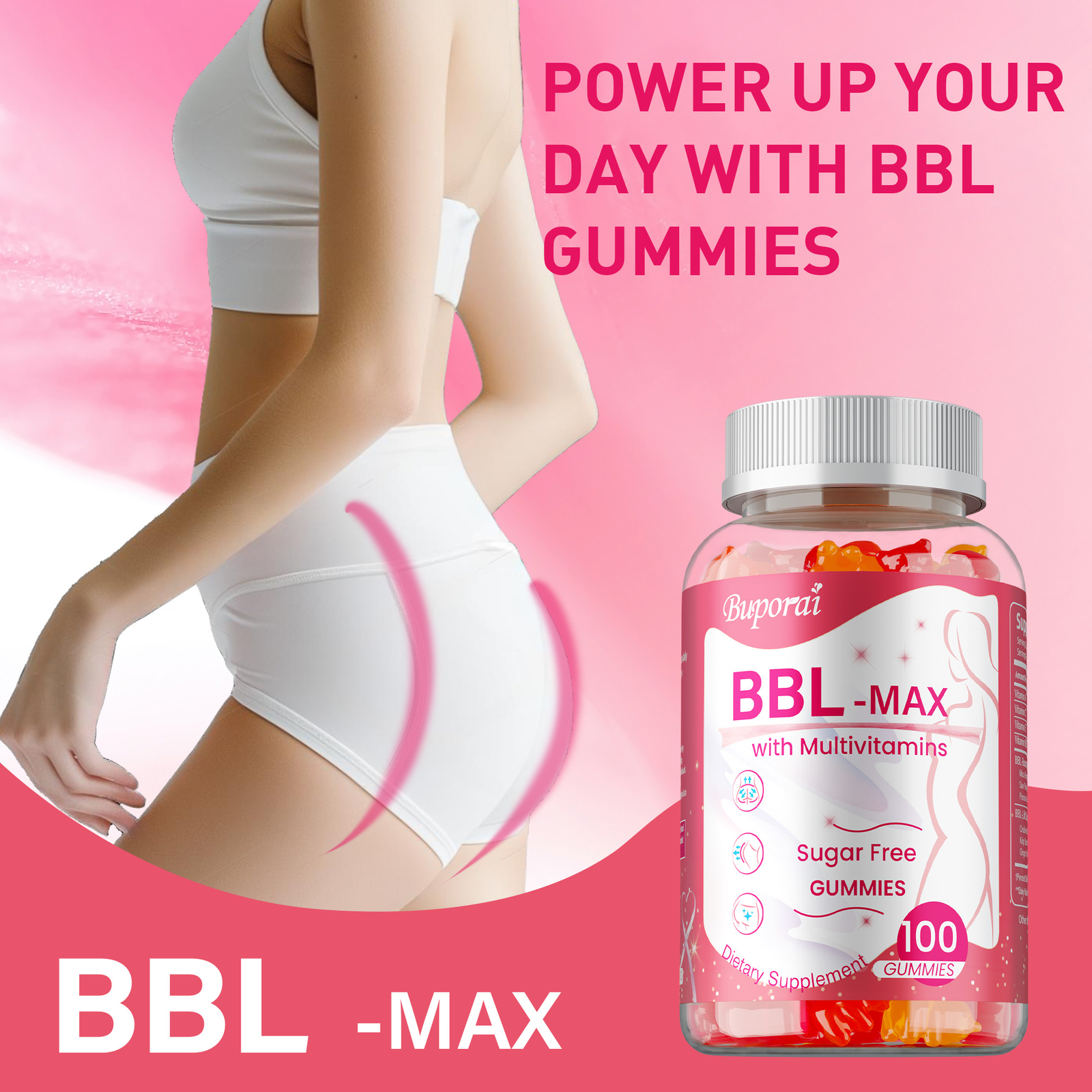 BBL -MAX Gummies – with Multivitamins, Buttocks,Lift, Firm, and Sculpt Buttocks