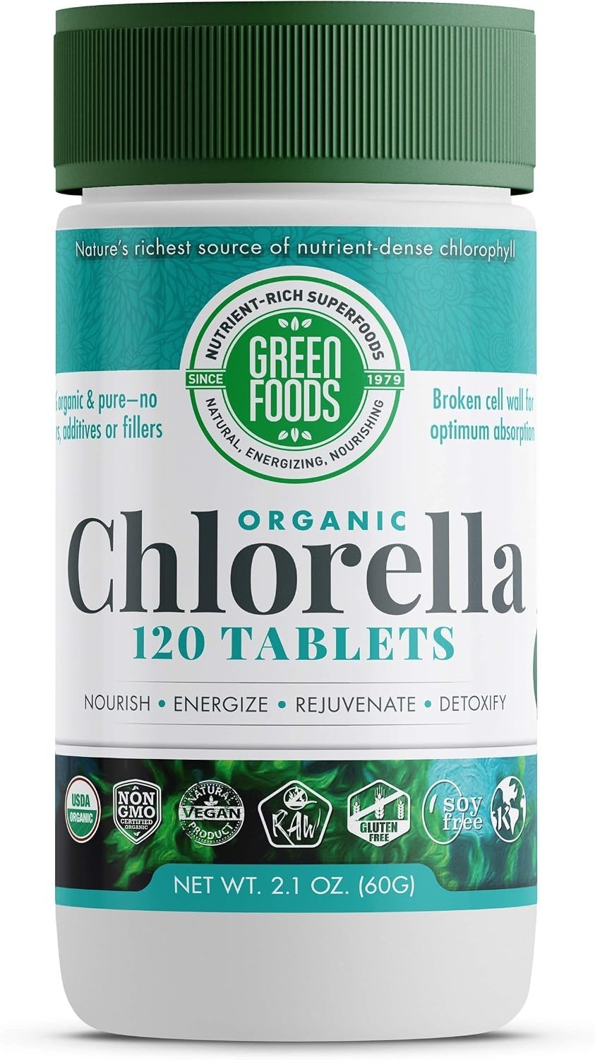 Powerful Organic Chlorella 500 Mg – 120 Tablets for Vitality & Detoxification